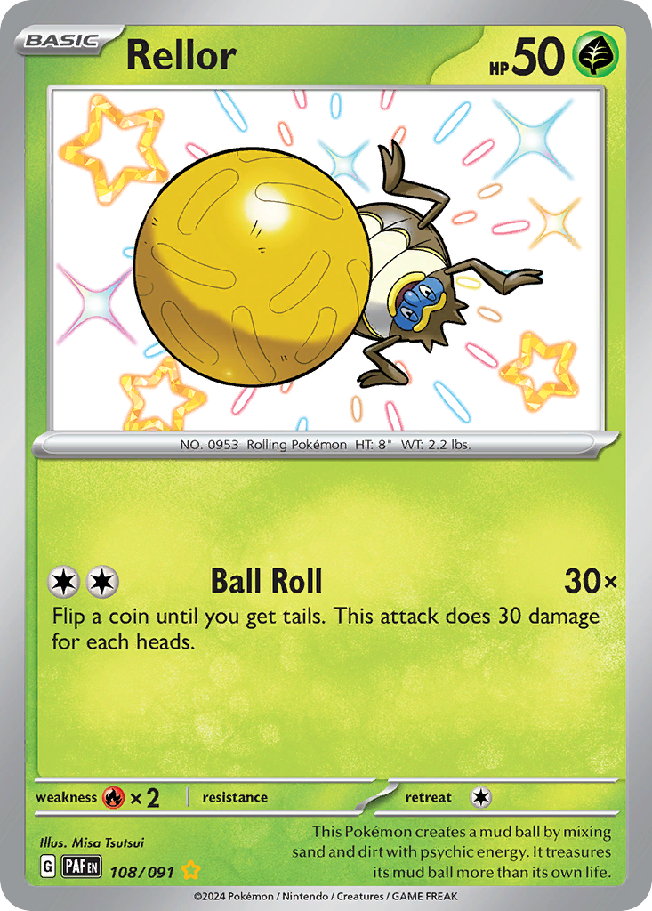 108/091 108/91 Rellor Pokemon Card Paldean Fates Shiny Rare *MINT*