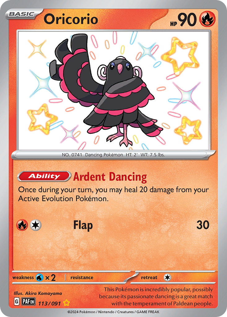 113/091 113/91 Oricorio Pokemon Card Paldean Fates Shiny Rare *MINT*