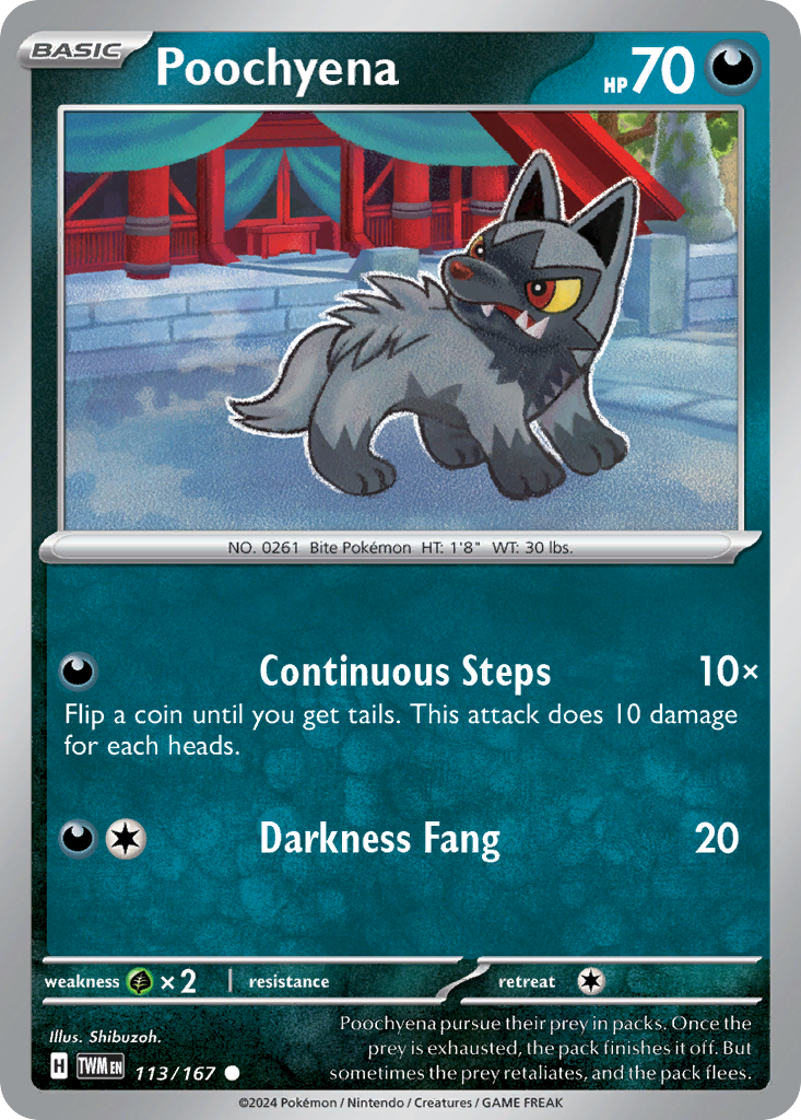 113/167 Poochyena Pokemon Card Twilight Masquerade Common *MINT*