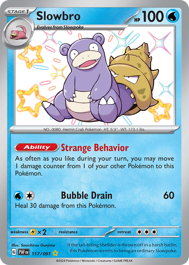 117/091 117/91 Slowbro Pokemon Card Paldean Fates Shiny Rare *MINT*