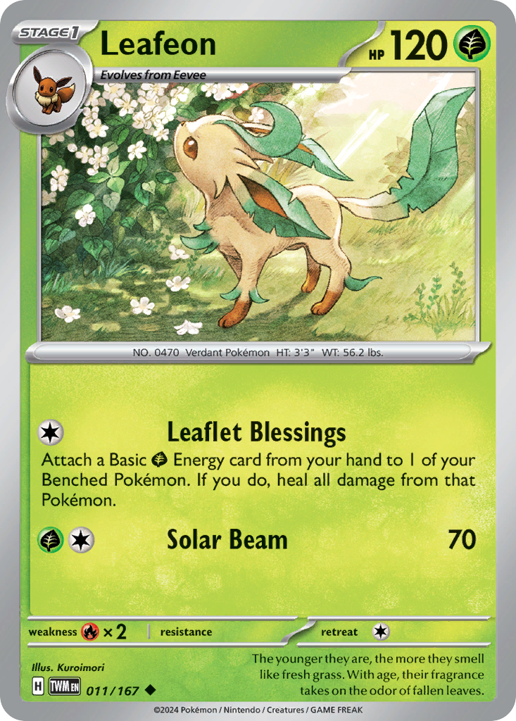 011/167 11/167 Leafeon Pokemon Card Twilight Masquerade Uncommon *MINT*