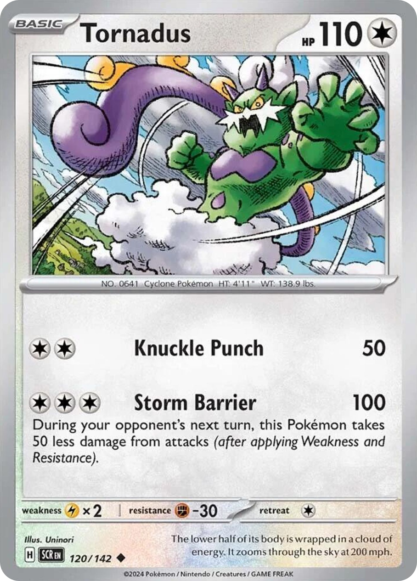 120/142 Tornadus Pokemon Card Stellar Crown Uncommon *MINT*