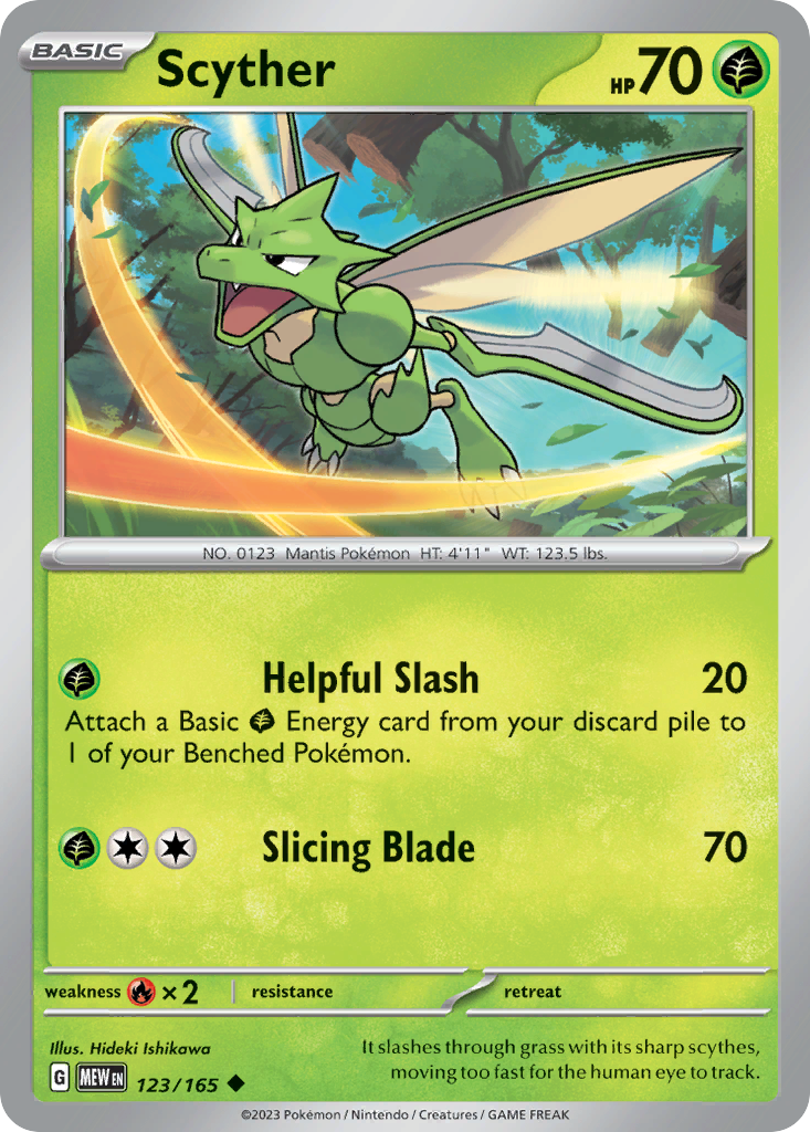123/165 Scyther Pokemon Card 151 Uncommon *MINT*