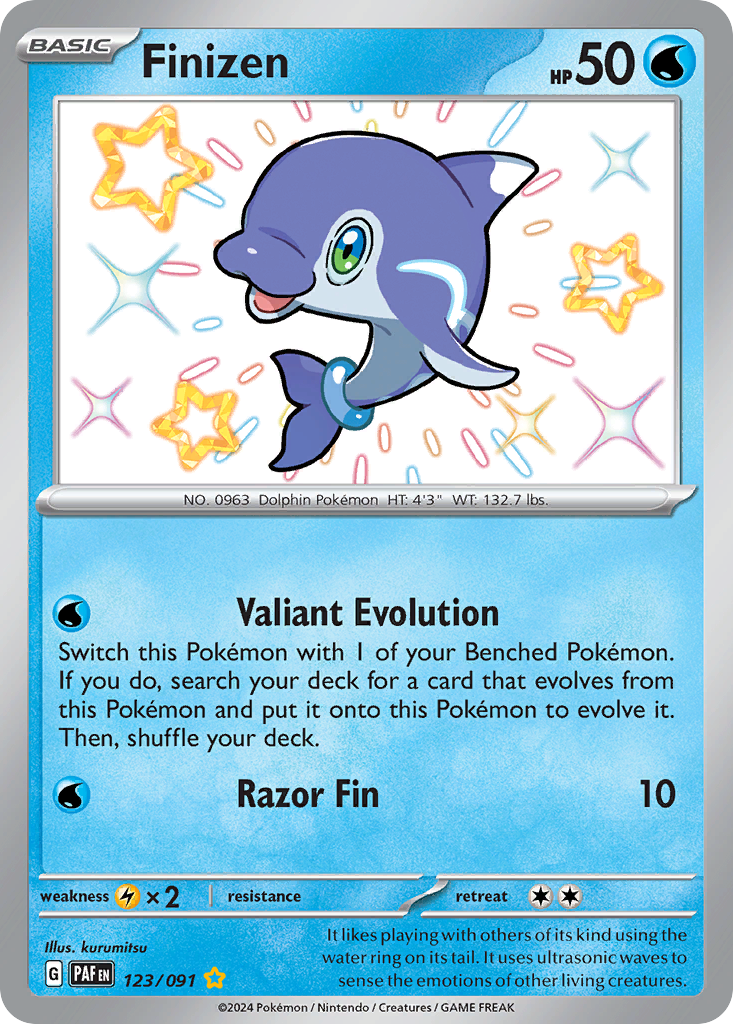 123/091 123/91 Finizen Pokemon Card Paldean Fates Shiny Rare *MINT*