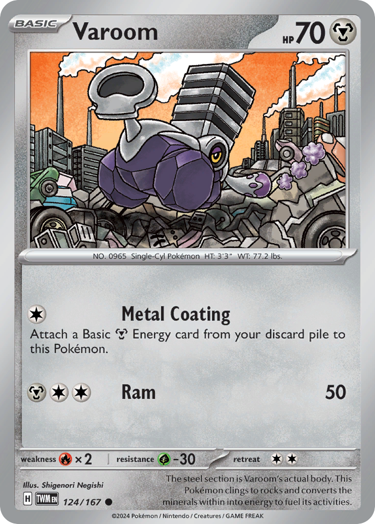 124/167 Varoom Pokemon Card Twilight Masquerade Common *MINT*