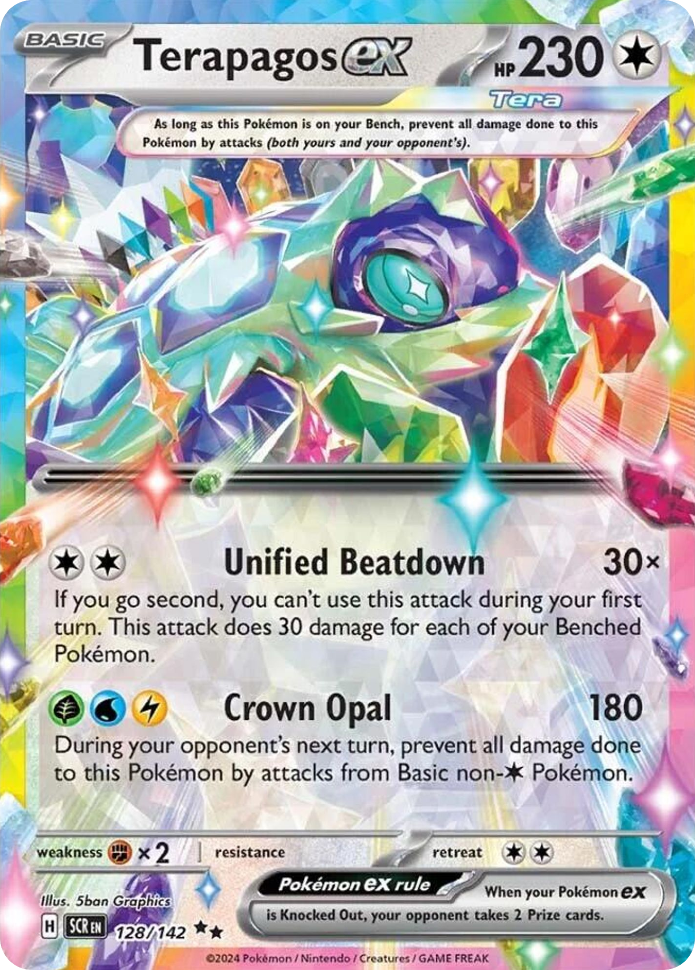128/142 Terapagos ex Pokemon Card Stellar Crown Double Rare *MINT*