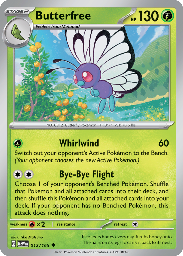 012/165 12/165 Butterfree Pokemon Card 151 Uncommon *MINT*
