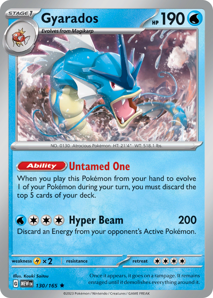 130/165 Gyarados Pokemon Card 151 Holo Rare *MINT*