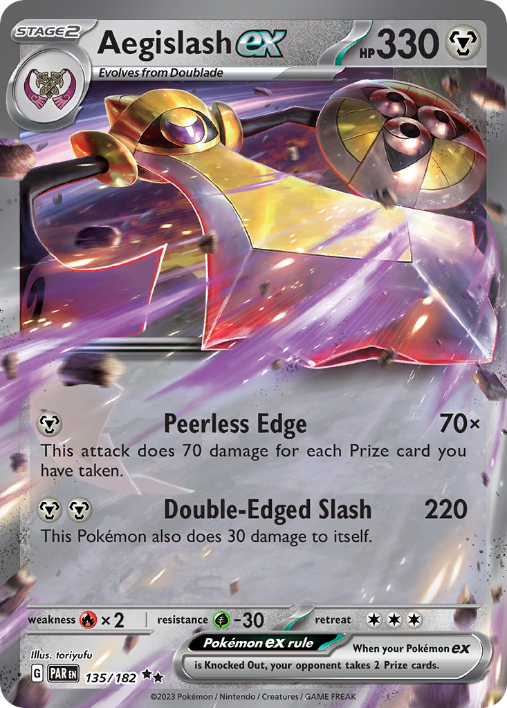 135/182 Aegislash ex Pokemon Card Paradox Rift Double Rare *MINT*