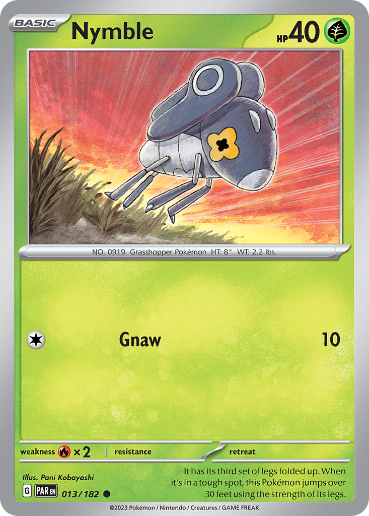 013/182 13/182 Nymble Pokemon Card Paradox Rift Common *MINT*