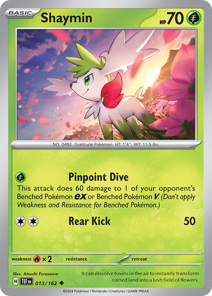 013/162 13/162 Shaymin Pokemon Card Temporal Forces Uncommon *MINT*