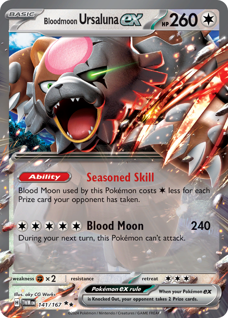 141/167 Bloodmoon Ursaluna ex Pokemon Card Twilight Masquerade Double Rare *MINT*