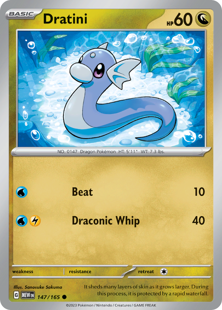 147/165 Dratini Pokemon Card 151 Common *MINT*