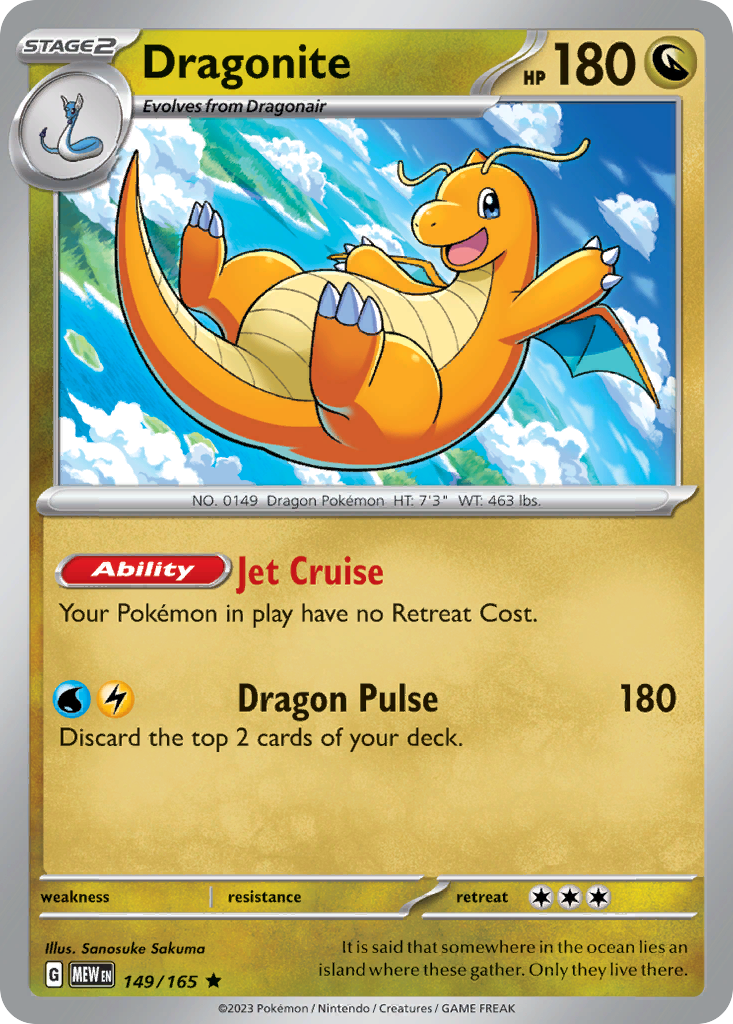 149/165 Dragonite Pokemon Card 151 Holo Rare *MINT*