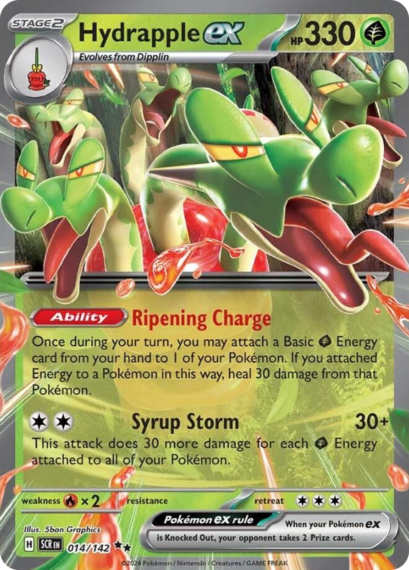 014/142 14/142 Hydrapple ex Pokemon Card Stellar Crown Double Rare *MINT*