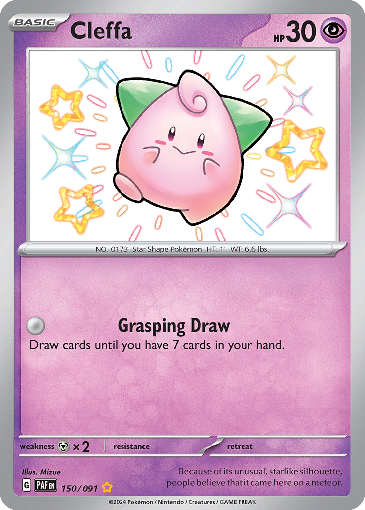150/091 150/91 Cleffa Pokemon Card Paldean Fates Shiny Rare *MINT*