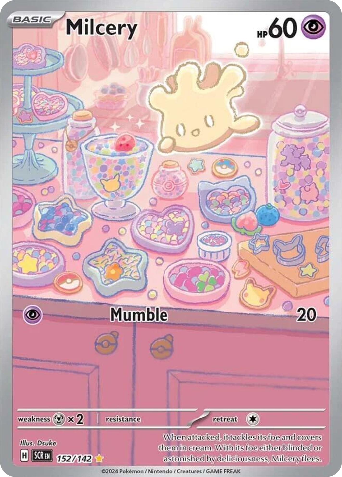 152/142 Milcery Pokemon Card Stellar Crown Illustration Rare *MINT*