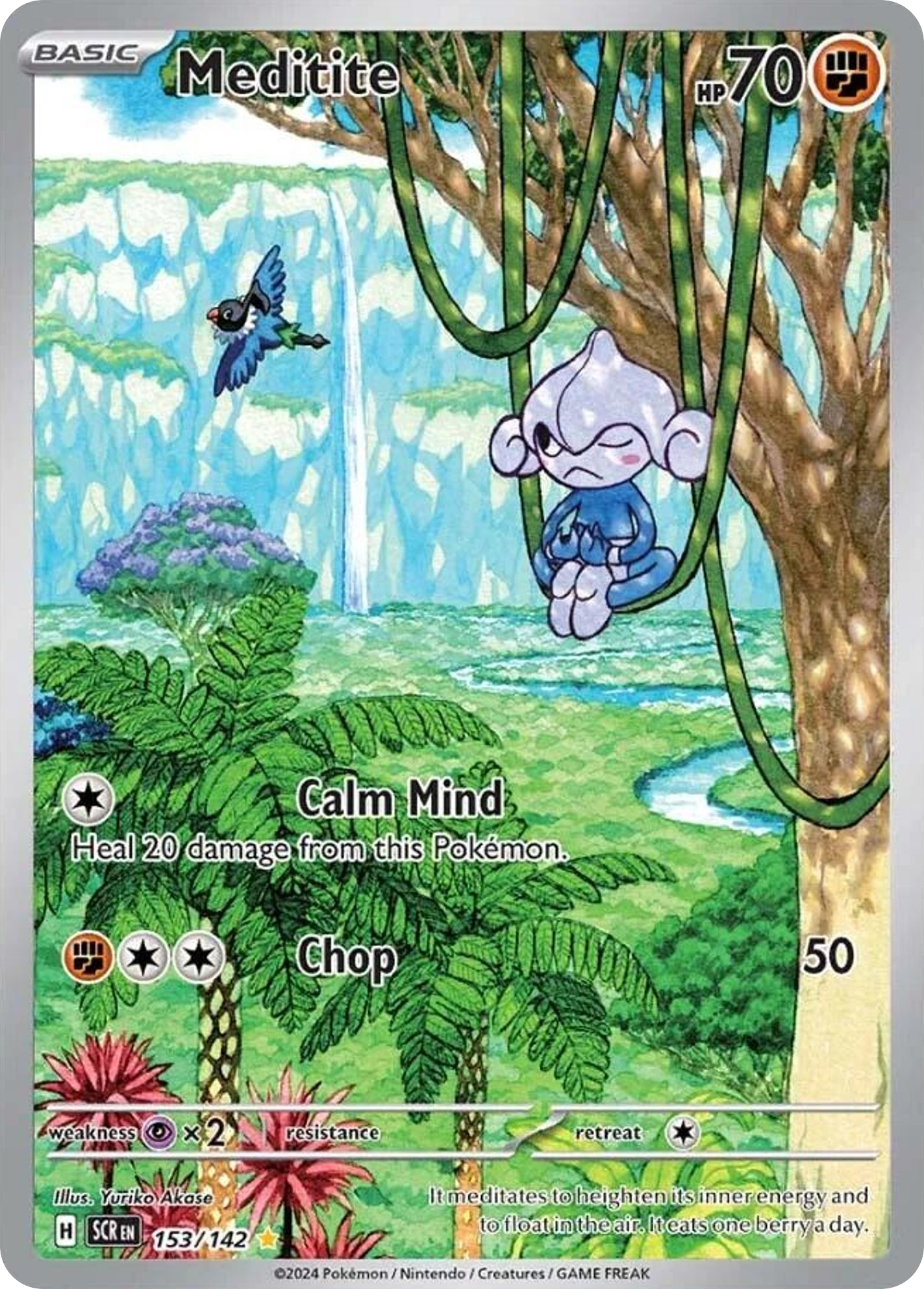 153/142 Meditite Pokemon Card Stellar Crown Illustration Rare *MINT*