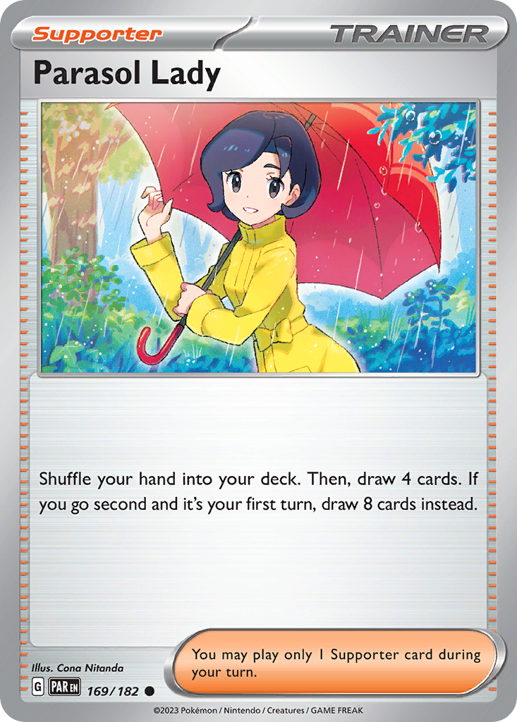 169/182 Parasol Lady Pokemon Card Paradox Rift Common Supporter *MINT*