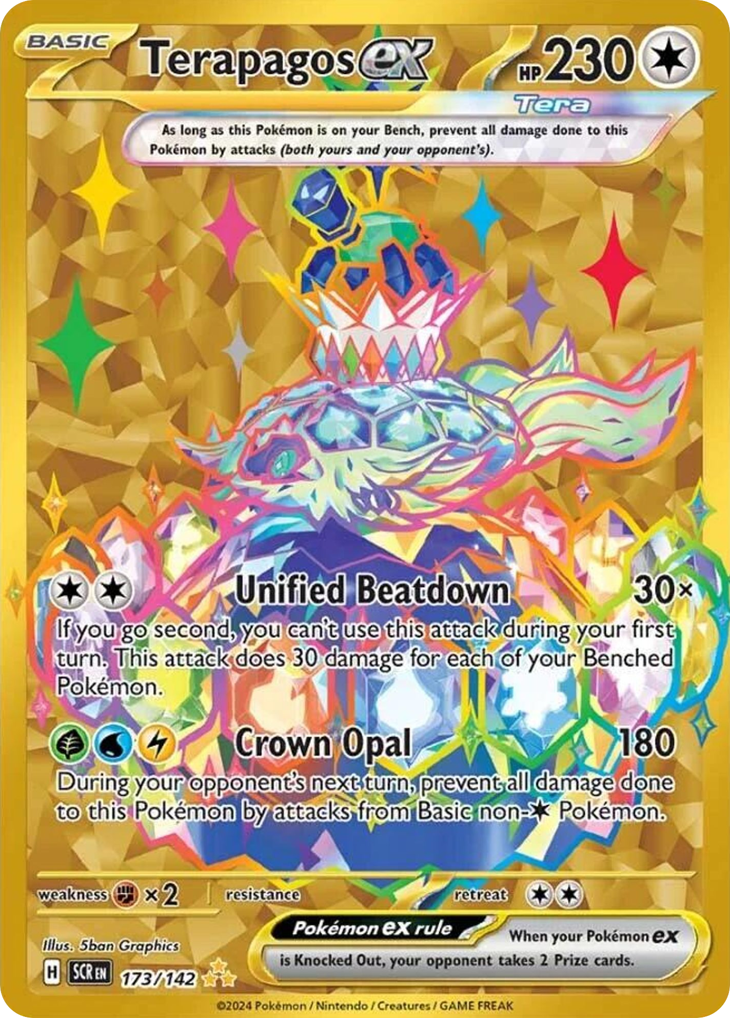 173/142 Terapagos ex Pokemon Card Stellar Crown Hyper Rare *MINT*