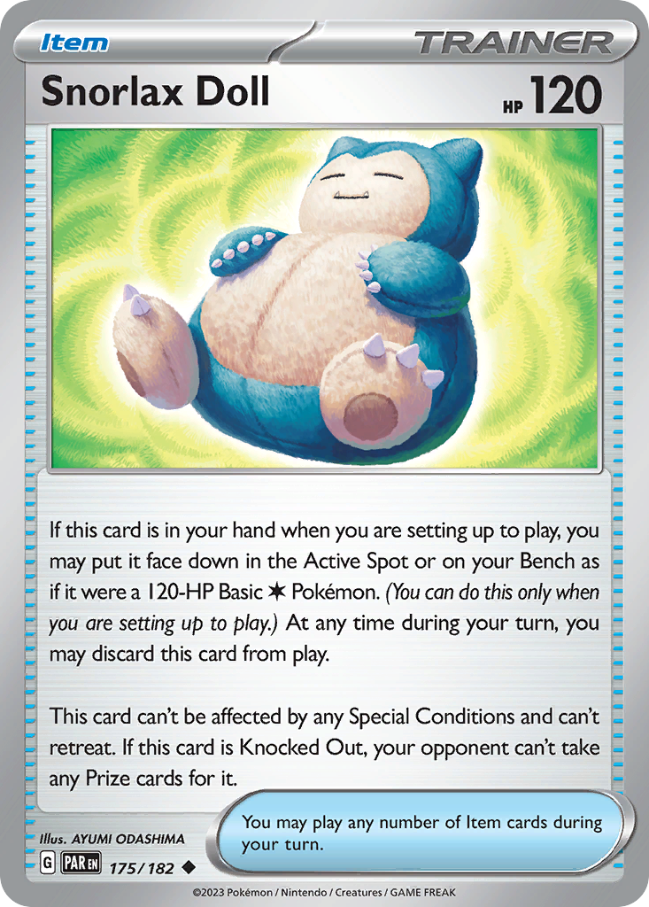 175/182 Snorlax Doll Pokemon Card Paradox Rift Uncommon Item *MINT*