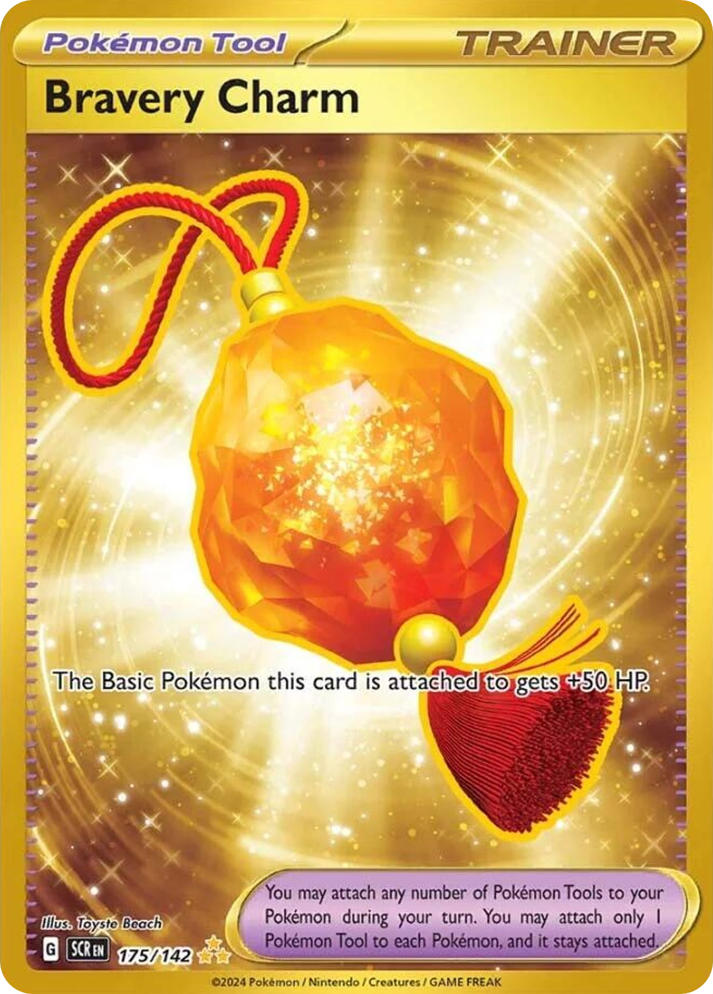175/142 Bravery Charm Pokemon Card Stellar Crown Hyper Rare Pokemon Tool *MINT*