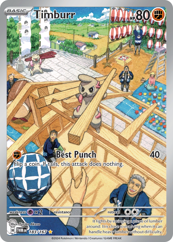 183/167 Timburr Pokemon Card Twilight Masquerade Illustration Rare *MINT*