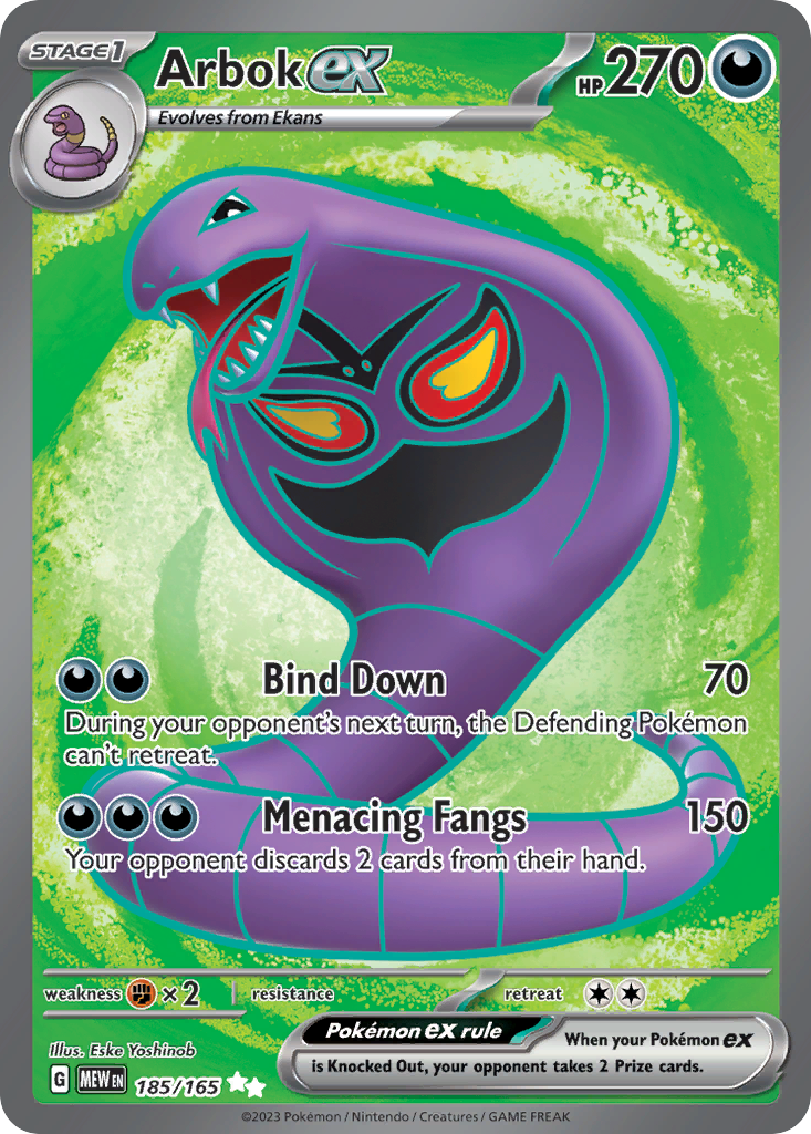 185/165 Arbok ex Pokemon Card 151 Ultra Rare *MINT*