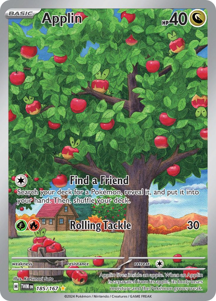 185/167 Applin Pokemon Card Twilight Masquerade Illustration Rare *MINT*