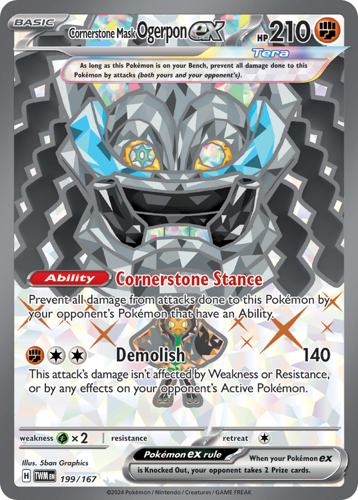 199/167 Cornerstone Mask Ogerpon ex Pokemon Card Twilight Masquerade Ultra Rare *MINT*