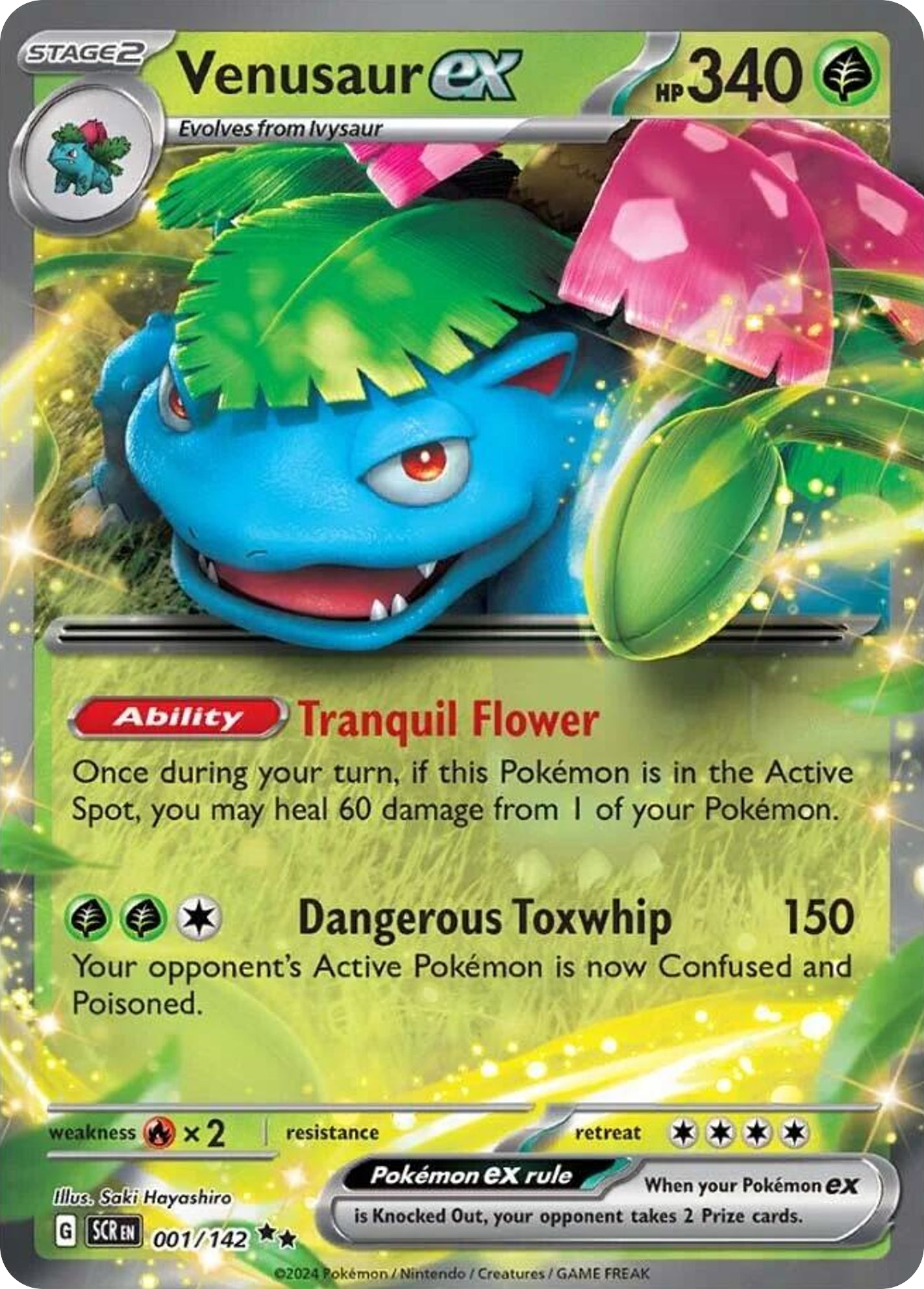 001/142 1/142 Venusaur ex Pokemon Card Stellar Crown Double Rare *MINT*