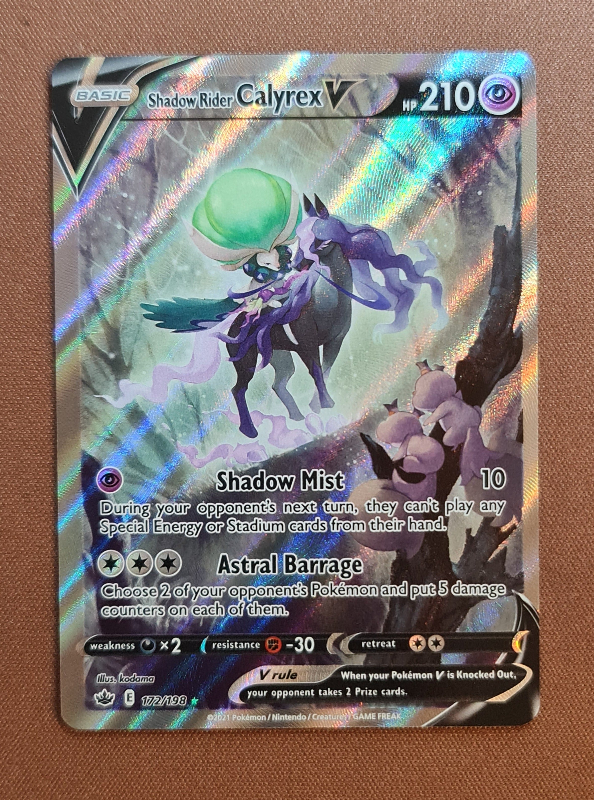 shadow rider calyrex v pokemon card value Pokemon Card Chilling Reign 172/198 Shadow Rider Calyrex V Alternate A – Brokenvase Games