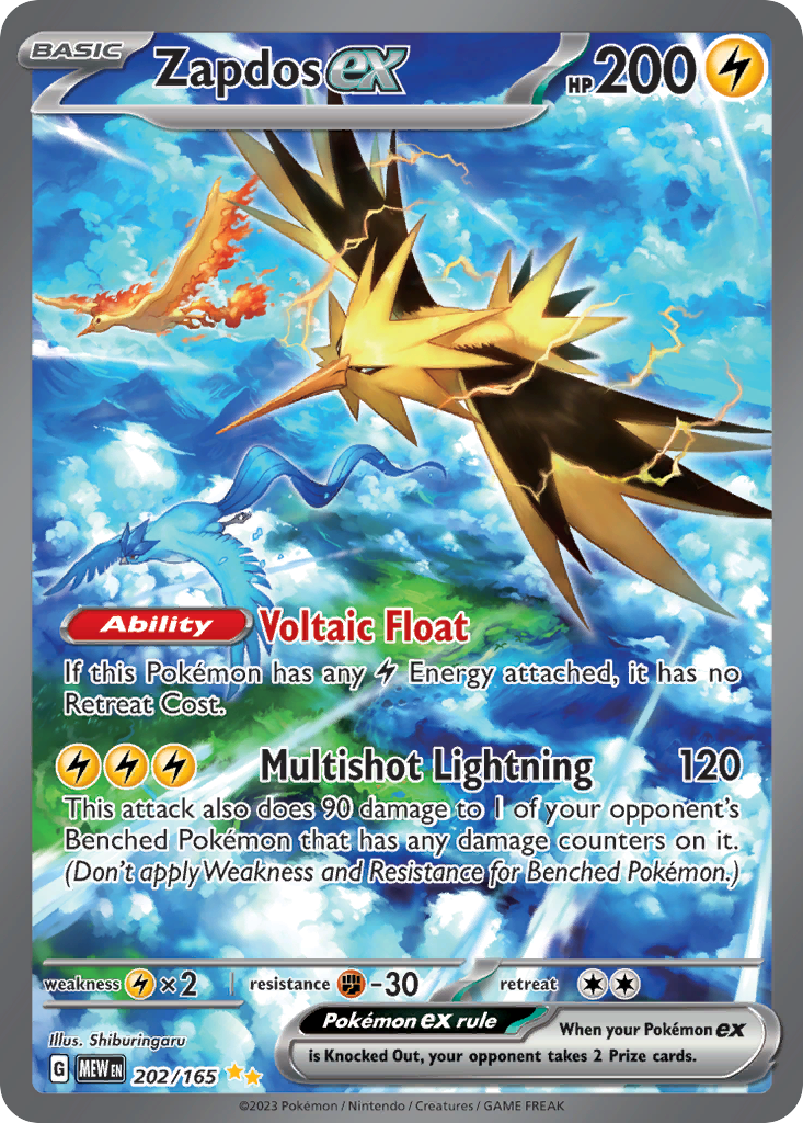 202/165 Zapdos ex Pokemon Card 151 Special Illustration Rare *MINT*