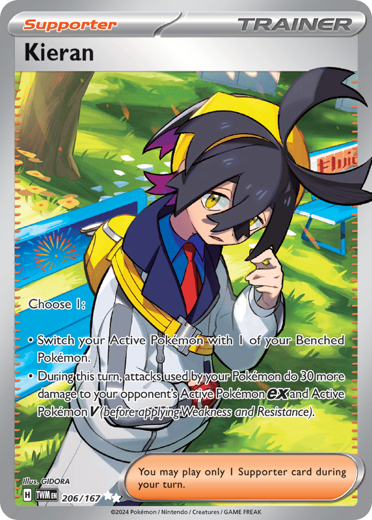 206/167 Kieran Pokemon Card Twilight Masquerade Ultra Rare Supporter *MINT*