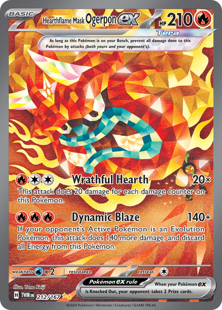 212/167 Hearthflame Mask Ogerpon ex Pokemon Card Twilight Masquerade Special Illustration Rare *MINT*