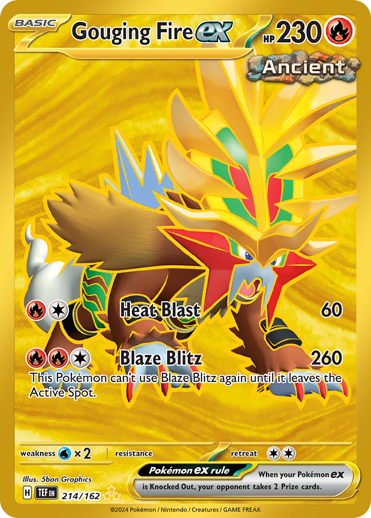214/162 Gouging Fire ex Pokemon Card Temporal Forces Hyper Rare *MINT*