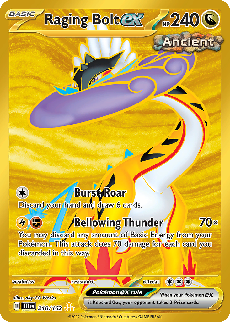 218/162 Raging Bolt ex Pokemon Card Temporal Forces Hyper Rare *MINT*