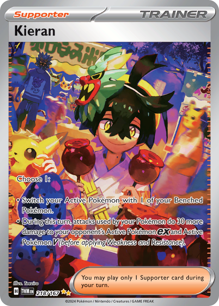 218/167 Kieran Pokemon Card Twilight Masquerade Special Illustration Rare Supporter *MINT*