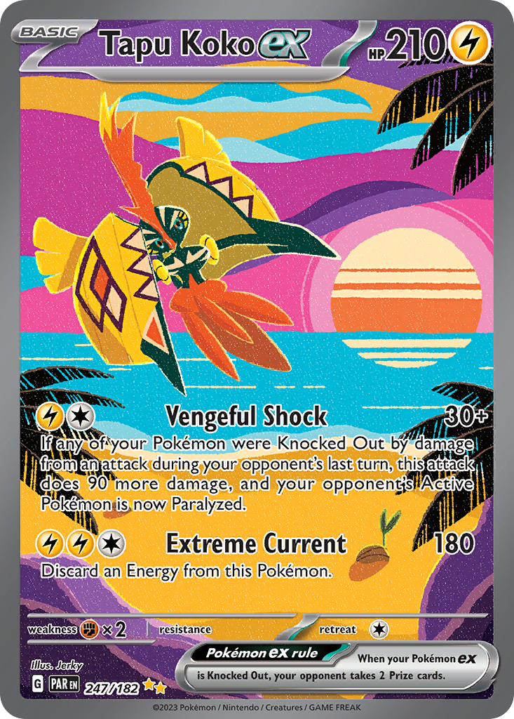 247/182 Tapu Koko ex Pokemon Card Paradox Rift Special Illustration Rare *MINT*