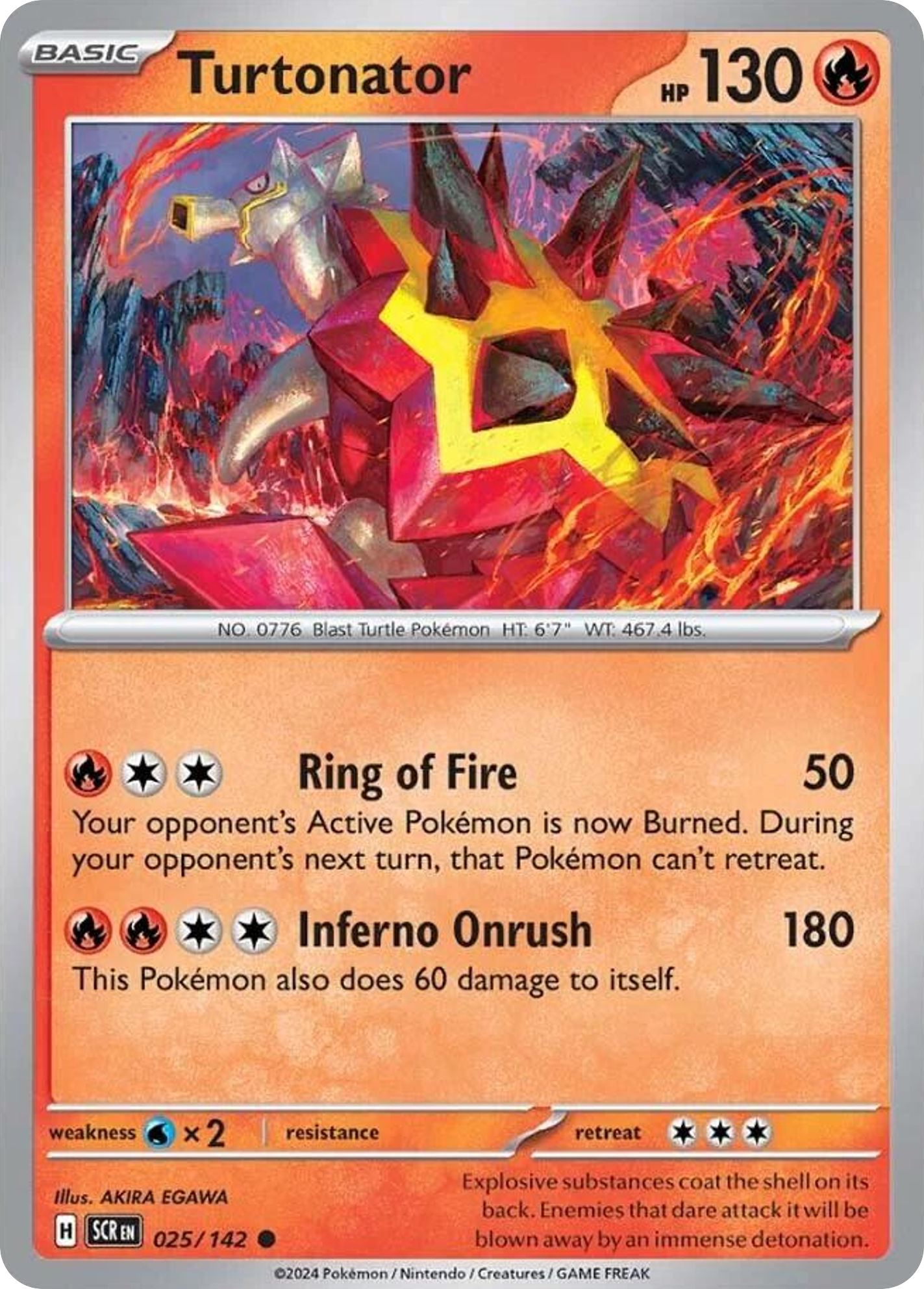 025/142 25/142 Turtonator Pokemon Card Stellar Crown Common *MINT*