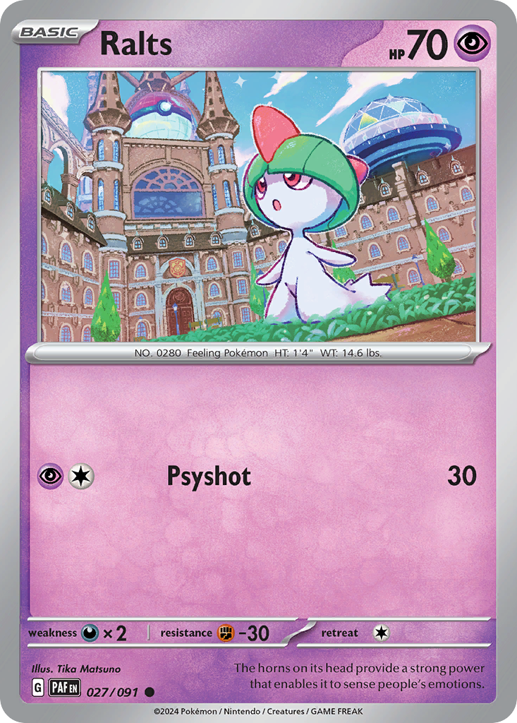 027/091 27/91 Ralts Pokemon Card Paldean Fates Common *MINT*
