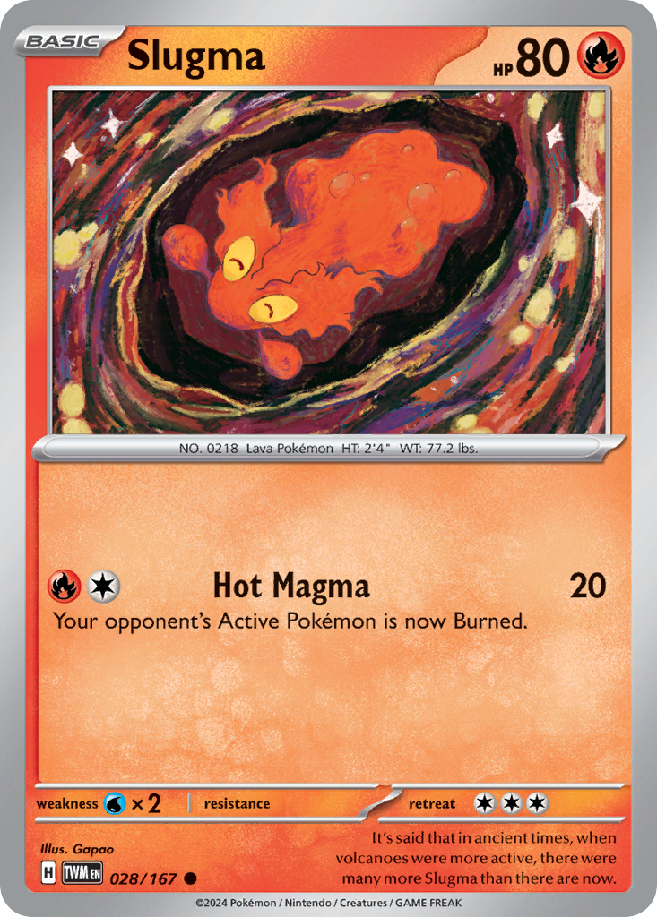 028/167 28/167 Slugma Pokemon Card Twilight Masquerade Common *MINT* –  Brokenvase Games