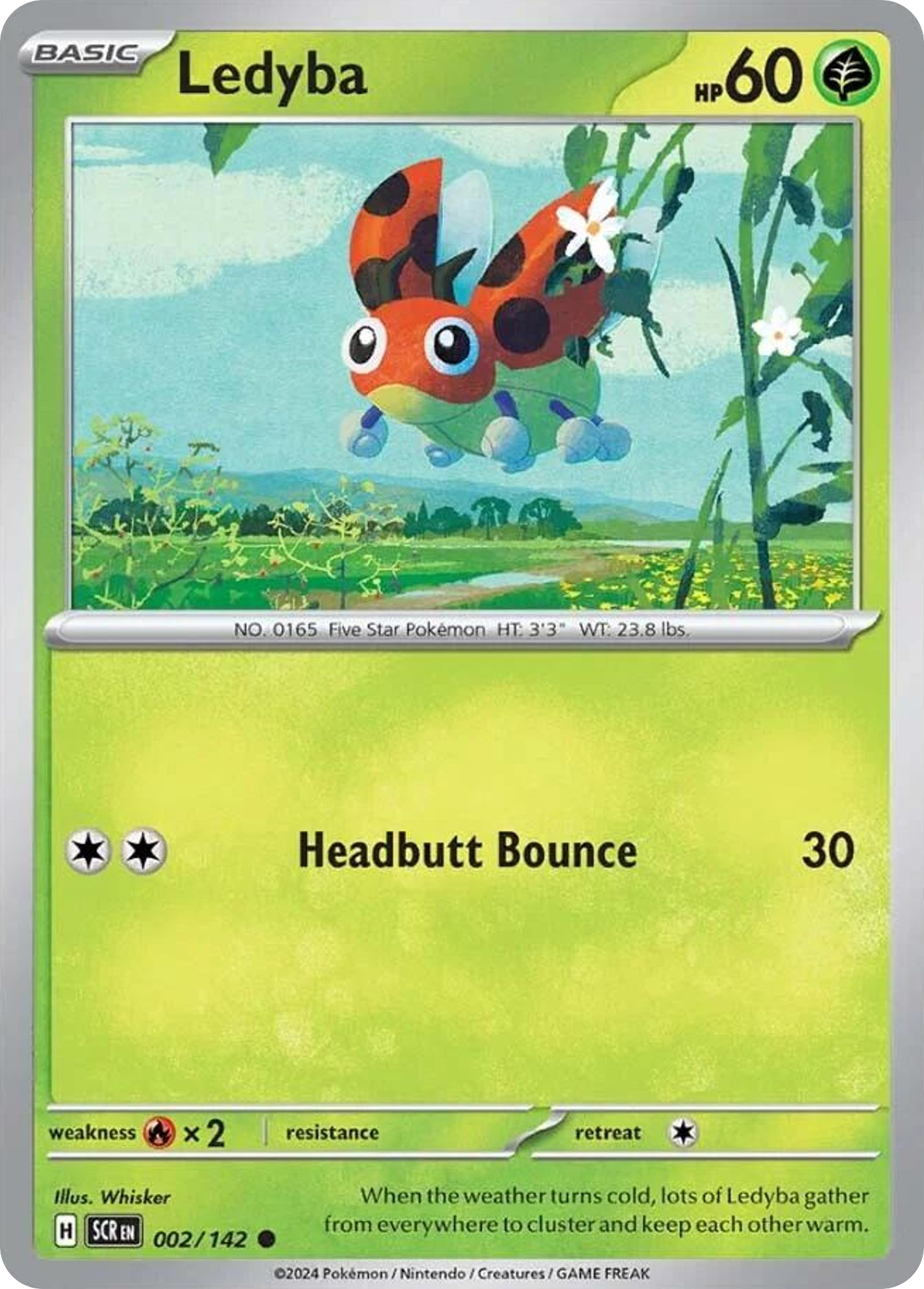 002/142 2/142 Ledyba Pokemon Card Stellar Crown Common *MINT*