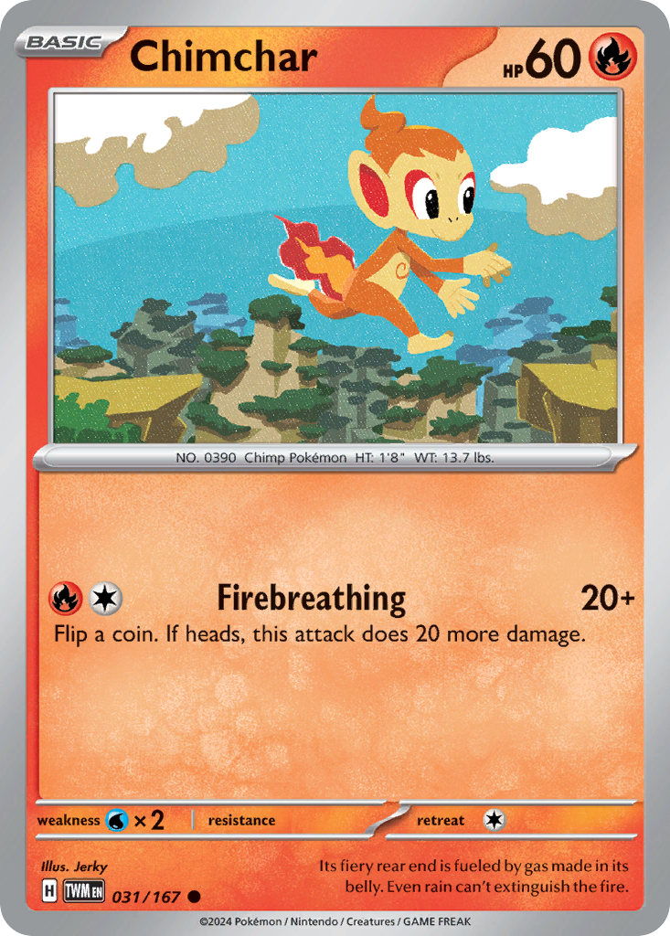 031/167 31/167 Chimchar Pokemon Card Twilight Masquerade Common *MINT*