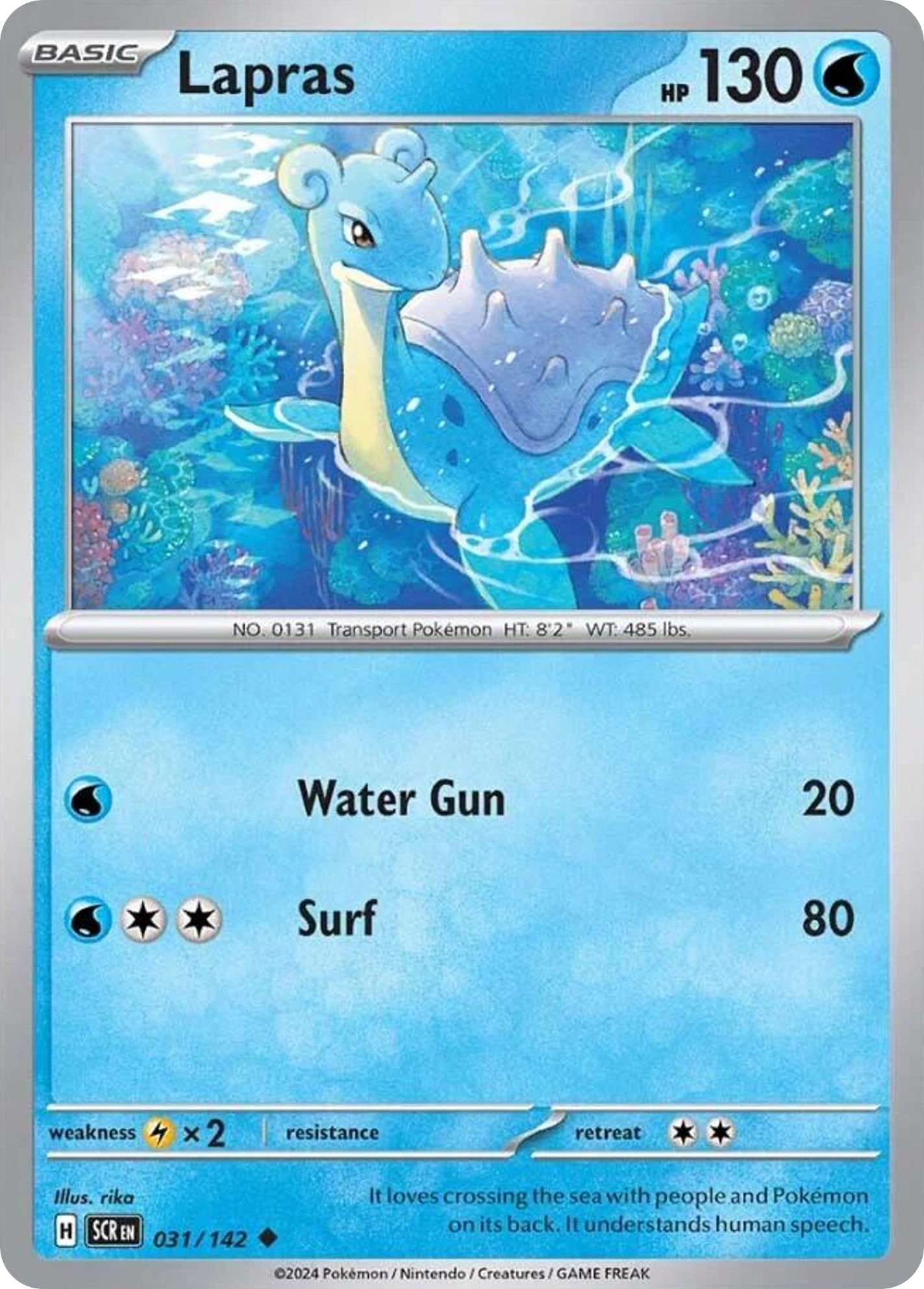 031/142 31/142 Lapras Pokemon Card Stellar Crown Uncommon *MINT*