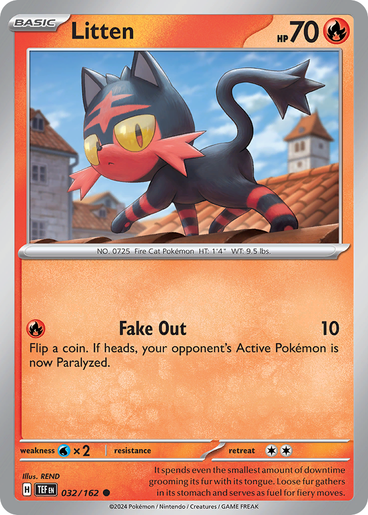 032/162 32/162 Litten Pokemon Card Temporal Forces Common *MINT*