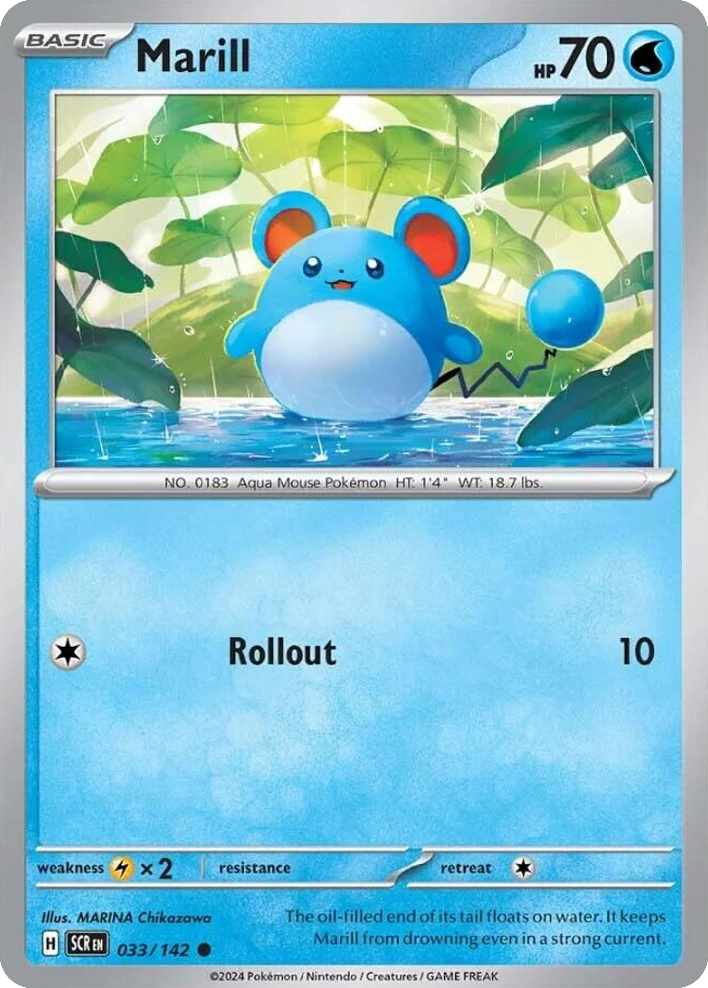 033/142 33/142 Marill Pokemon Card Stellar Crown Common *MINT*