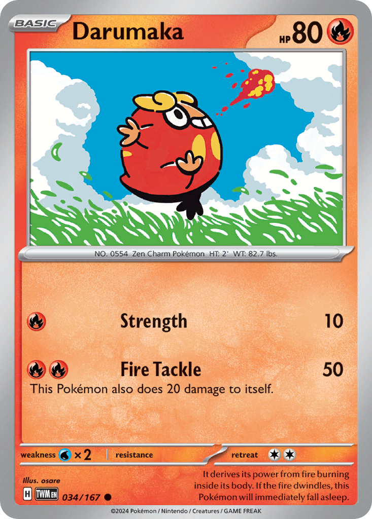 034/167 34/167 Darumaka Pokemon Card Twilight Masquerade Common *MINT*