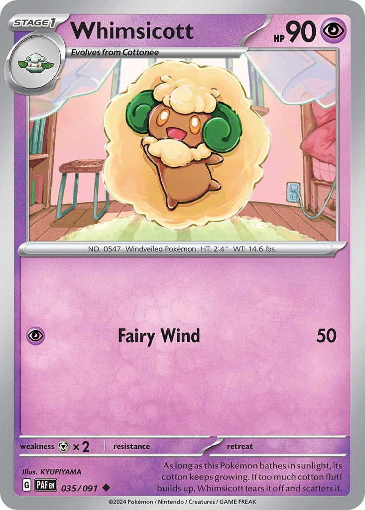 035/091 35/91 Whimsicott Pokemon Card Paldean Fates Uncommon *MINT*