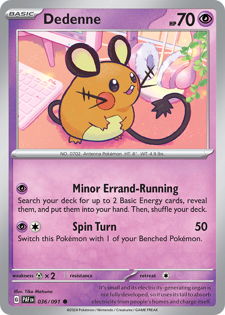 036/091 36/91 Dedenne Pokemon Card Paldean Fates Common *MINT*
